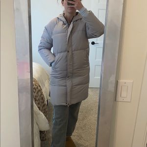 Hooded long puffer coat